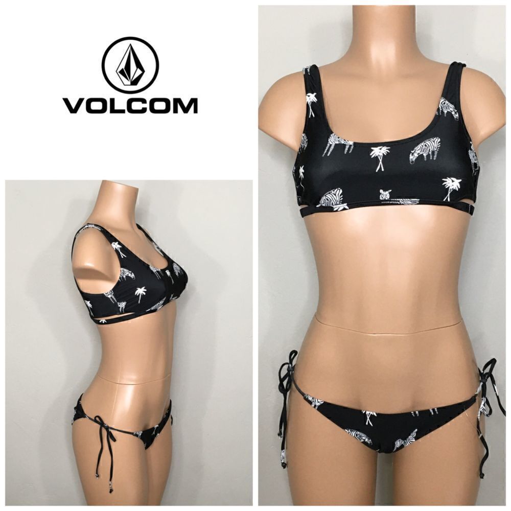 New. Volcom zebra and palm tree string bikini.